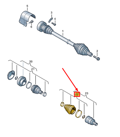 new vw caddy sb mk4 front outer drive axle joint boot 5qm498203d original