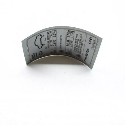 NEW AUDI A6 AVANT C7 TYRE INFLATION PRESSURE LABEL 4G0010502DE ORIGINAL