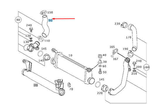 new mb a w168 charge air cooling to resonator hose a1685280082 original