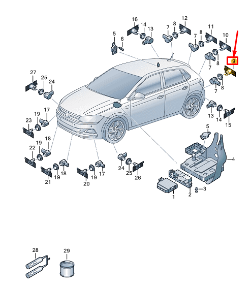 new vw polo aw mk6 rear left parking sensor bracket 2g0919491b original