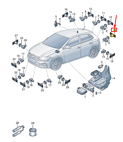 new vw polo aw mk6 rear left parking sensor bracket 2g0919491b original