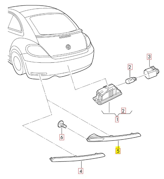 NEW VOLKSWAGEN BEETLE REAR BUMPER LOWER LEFT REFLECTOR 5C5945701C