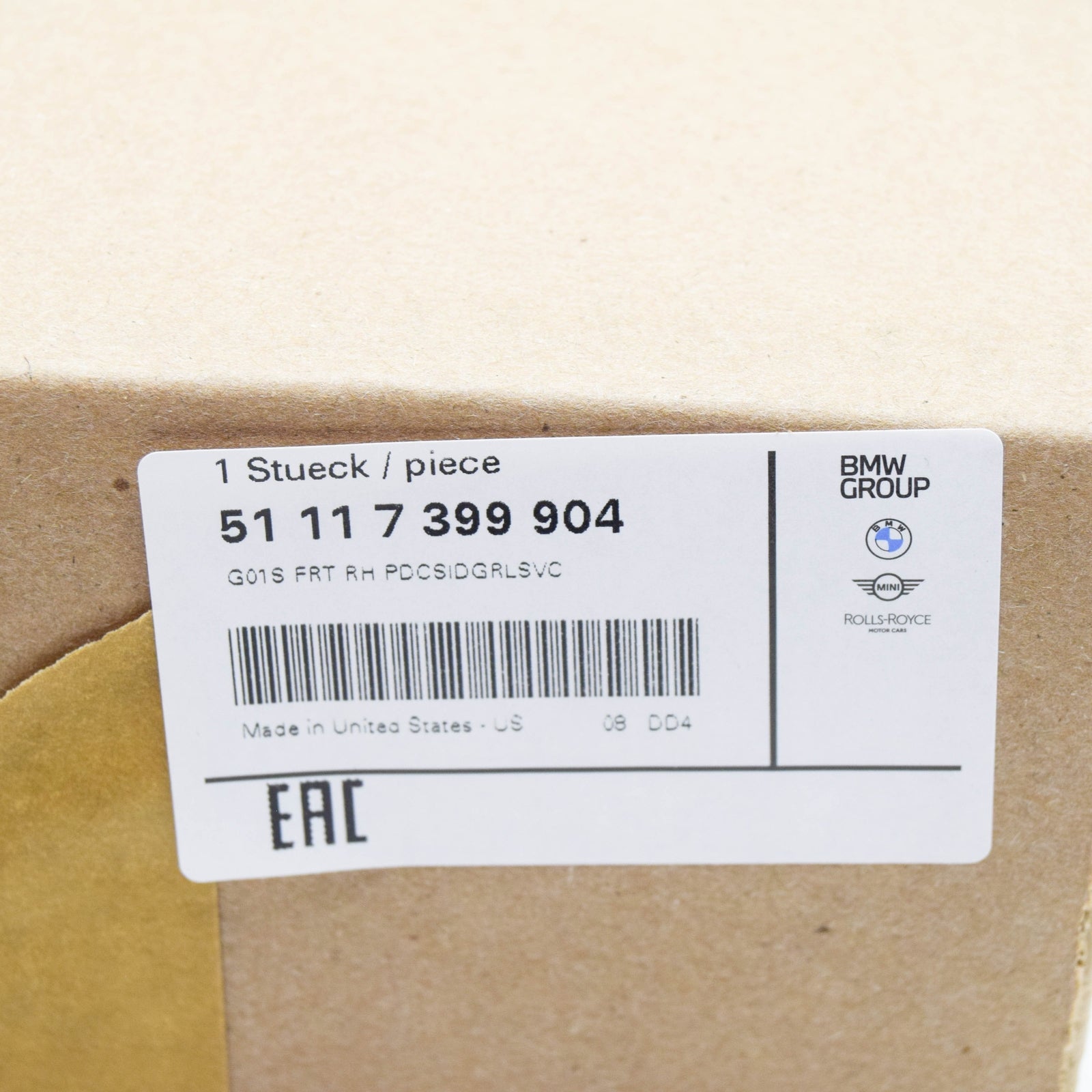 new bmw x3 g01 front right bumper side open grille 51117399904 original