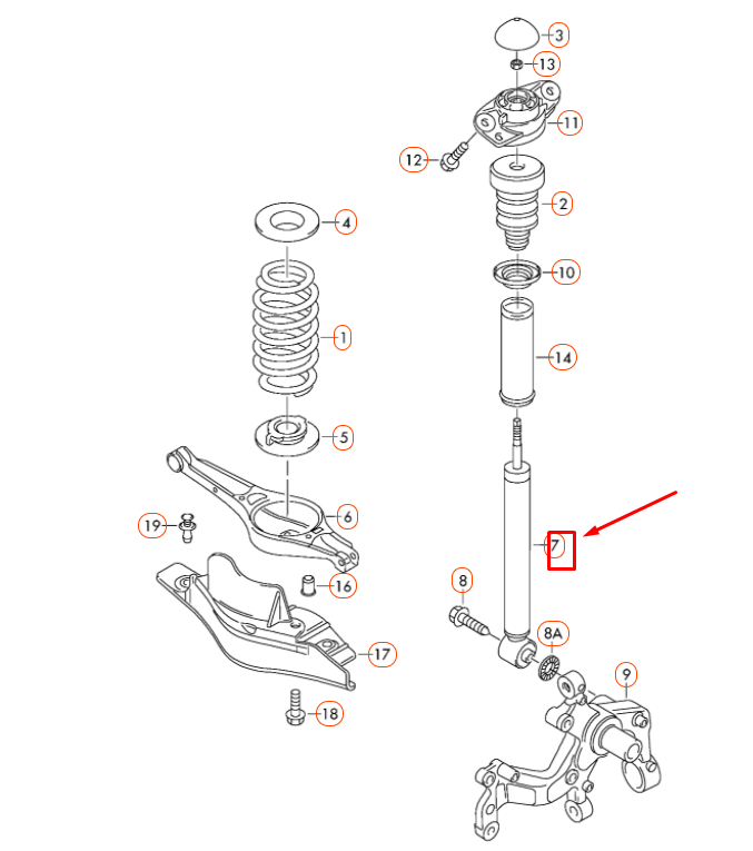 new volkswagen passat b6 rear gas shock absorber 3c0513049bg original