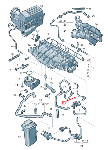 new vw eos 1f engine intake system connecting hose 06j133241ae original