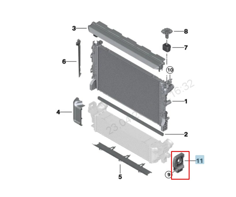 NEW BMW 7 G11 RADIATOR RIGHT SIDE BRACKET 17118632140 8632140 2016 ORIGINAL