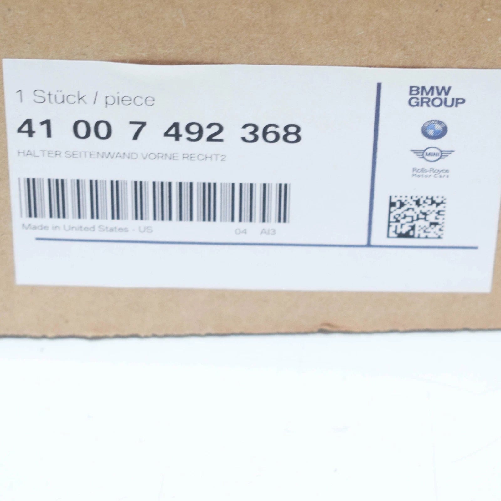 NEW BMW X5 G05 FRONT RIGHT FENDER HOLDER BRACKET 41007492368 ORIGINAL