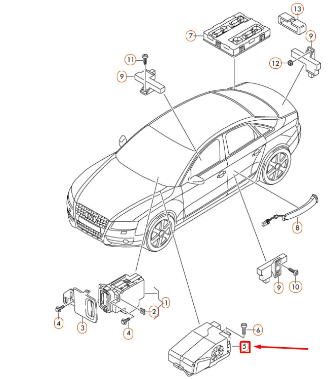 NEW AUDI A4 B8 ELECTRONIC STEERING COLUMN LOCK CONTROL UNIT 8K0905852E ORIGINAL