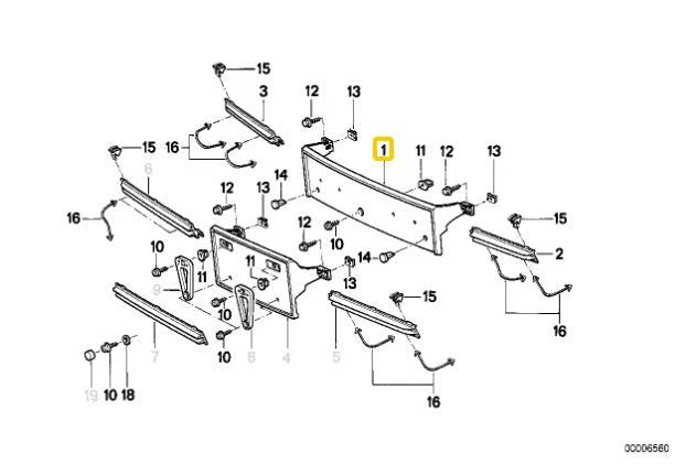BMW 8 SERIES E31 REAR BUMPER EURO LICENSE PLATE HOLDER 1940739 NEW