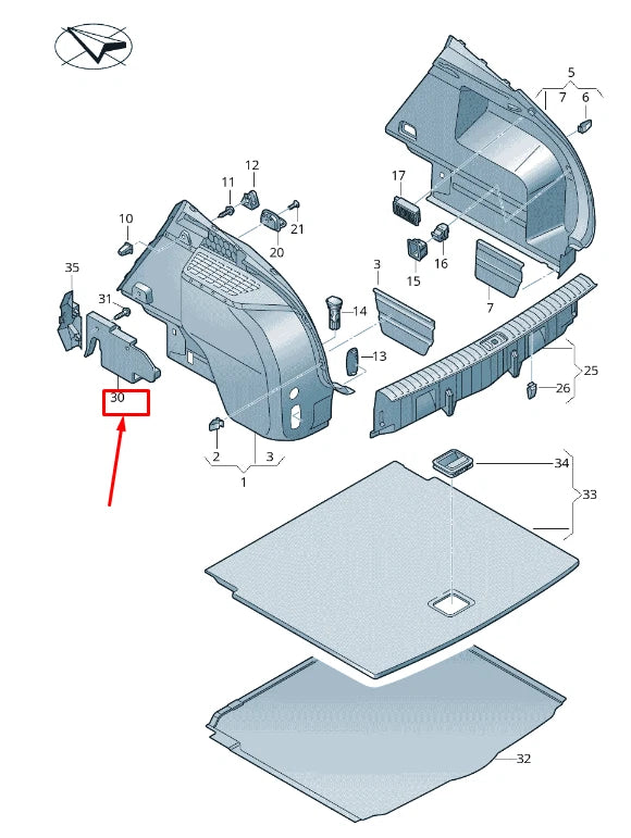 NEW AUDI Q3 F3 REAR LEFT TRUNK TRIM PANEL INSERT 83A863423