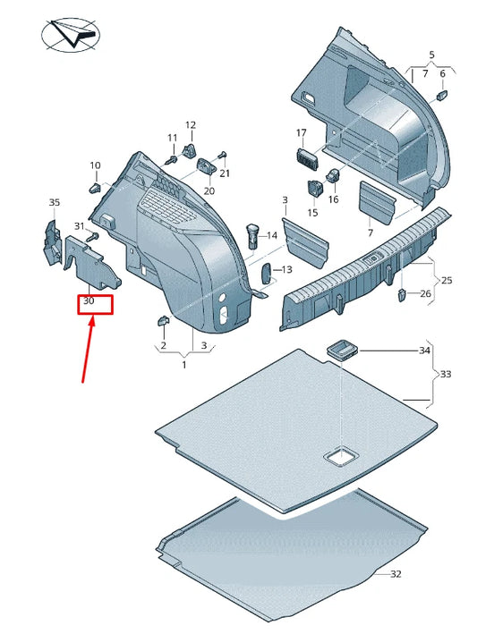 NEW AUDI Q3 F3 REAR LEFT TRUNK TRIM PANEL INSERT 83A863423