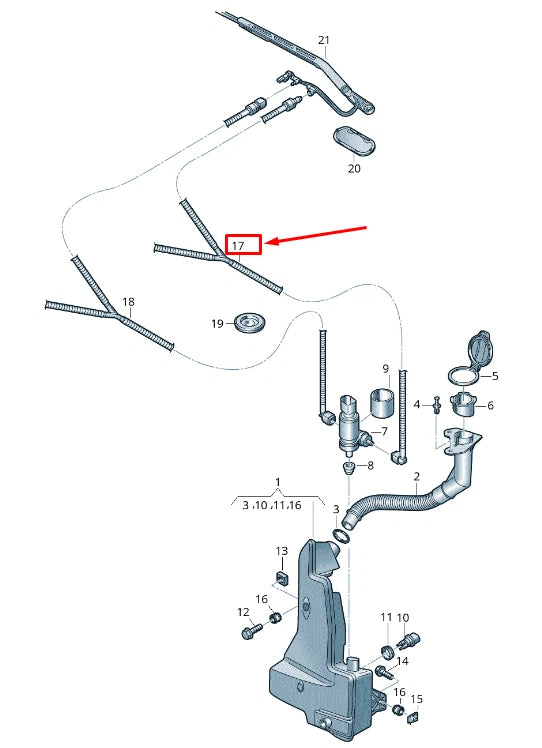 NEW AUDI E-TRON GEN LEFT WINDSHIELD WASHER HOSE LHD 4KL955933