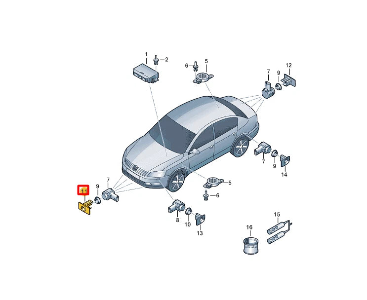 NEW VW PASSAT VARIANT B7 365 FRONT RIGHT PARKTRONIC HOLDER 3AA919494C ORIGINAL