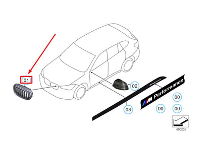 NEW BMW X1 F48 M PERFORMANCE GLOSS BLACK FRONT LEFT GRILLE 51712407733 ORIGINAL