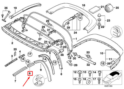 NEW BMW Z3 COUPE E36 RIGHT CENTER WINDOW GUIDE 54318397660 8397660 ORIGINAL