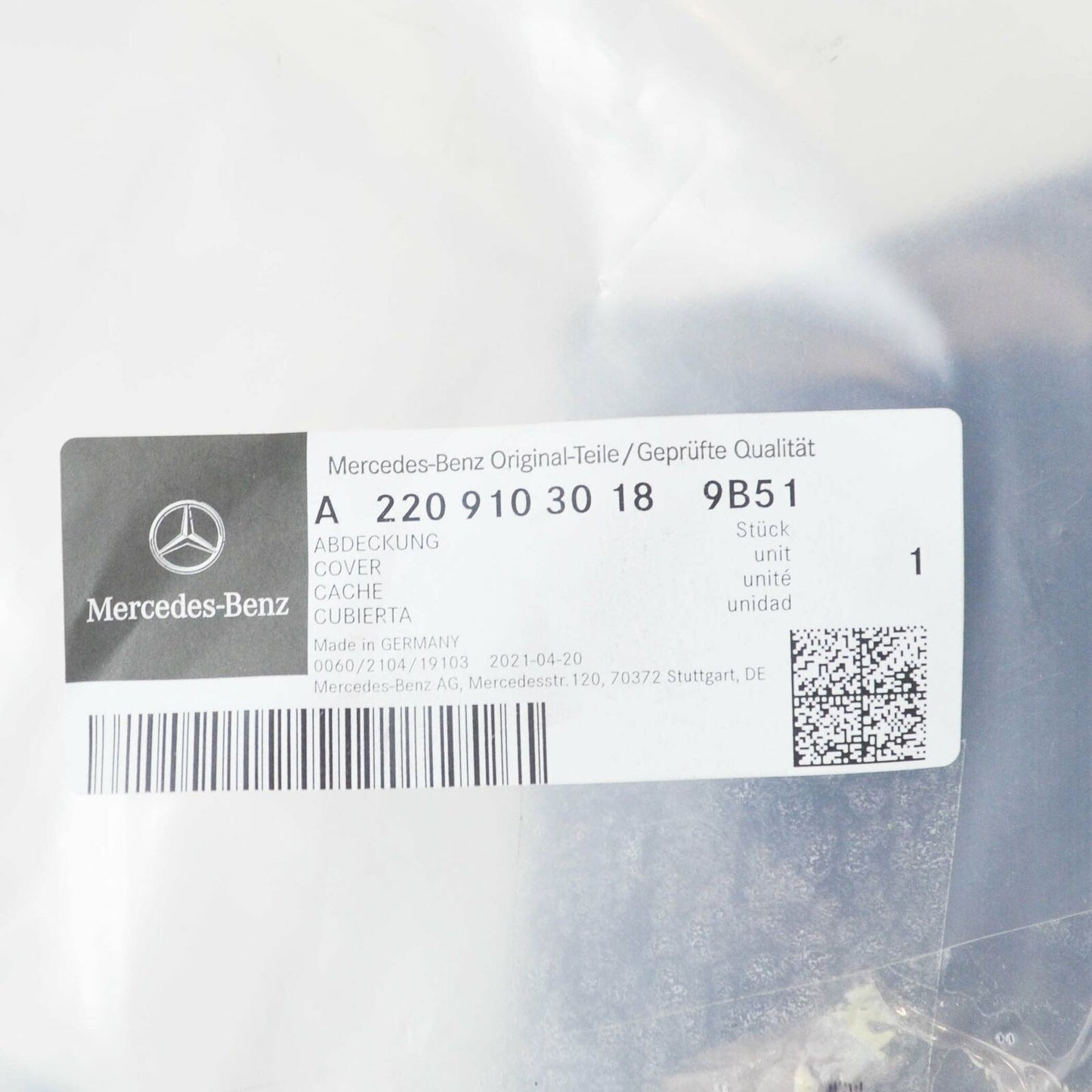 NEW MERCEDES-BENZ S W220 FRONT SEAT OUTSIDE RIGHT COVER A22091030189B51 ORIGINAL