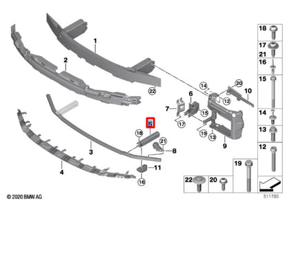 NEW BMW 4 COUPE G22 FRONT BUMPER REINFORCEMENT EXTENSION RIGHT 21925011 ORIGINAL