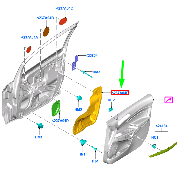 new ford ecosport mk2 bk front right door sealing plastic foil 2177449 original