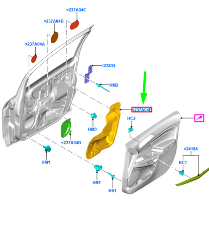 new ford ecosport mk2 bk front right door sealing plastic foil 2177449 original