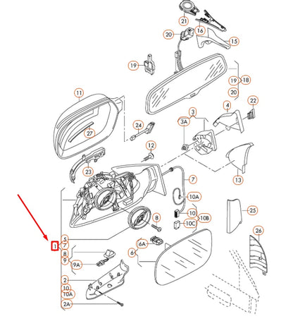 NEW AUDI A4 B8 FRONT RIGHT DOOR MIRROR ASSEMBLY LHD 8K1857410AK01C ORIGINAL