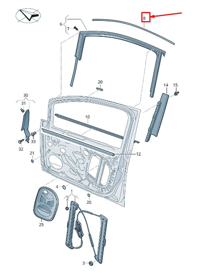 NEW VW TOURAN 5T FRONT RIGHT DOOR TRIM 5TA837644A7Z7