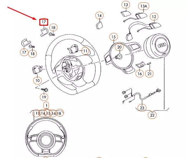 NEW AUDI A3 8P STEERING WHEEL COVER CAP 8J04197326PS ORIGINAL