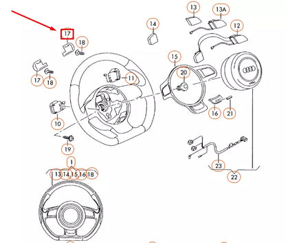 NEW AUDI A3 8P STEERING WHEEL COVER CAP 8J04197326PS ORIGINAL