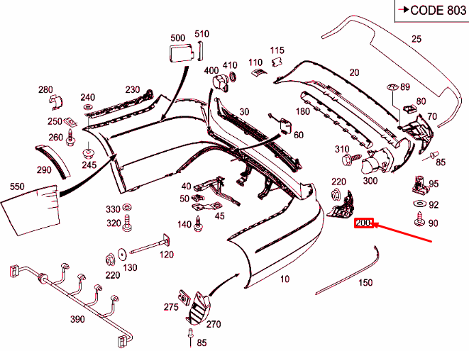 NEW MERCEDES-BENZ E T-MODEL S212 REAR LEFT BUMPER MOUNTING A2128853565 ORIGINAL