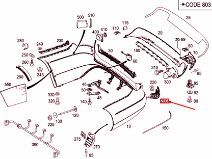 NEW MERCEDES-BENZ E T-MODEL S212 REAR LEFT BUMPER MOUNTING A2128853565 ORIGINAL