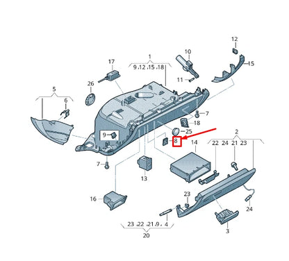 NEW AUDI Q5 8R GLOVE BOX STORAGE COMPARTMENT BRACKET 8K08571144PK ORIGINAL