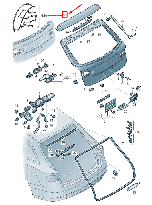 new audi a6 avant c7 rear lid spoiler 4g9827933egru original