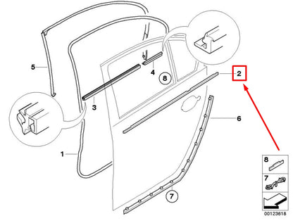 NEW BMW 5 E60 REAR RIGHT DOOR WINDOW MOLDING 51227897666 7897666 ORIGINAL