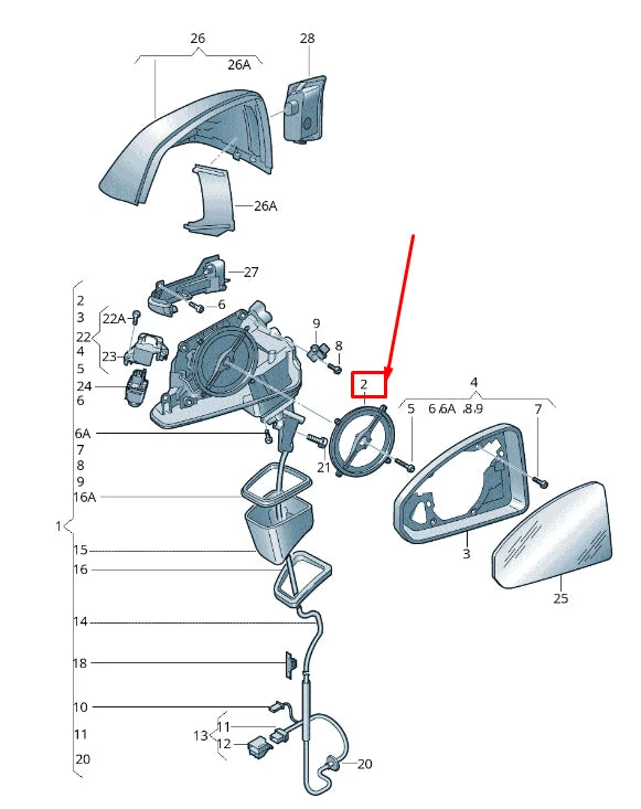 NEW AUDI Q5 FY RIGHT EXTERIOR MIRROR ADJUSTER WITH MOTOR 4M0959578A ORIGINAL
