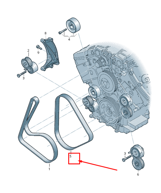 new vw touareg 7p engine serpentine poly-v-belt 06e903137s original