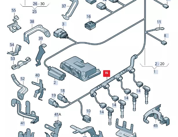NEW AUDI A3 8P IGNITION COIL CONNECTOR CABLE GUIDE 06J971824B ORIGINAL