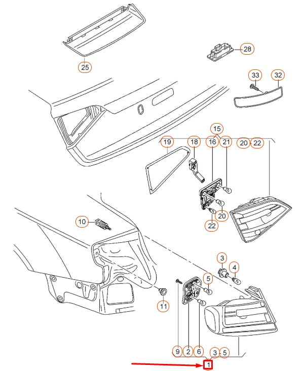 NEW AUDI A4 AVANT REAR RIGHT LED TAILLIGHT 8K9945096D ORIGINAL