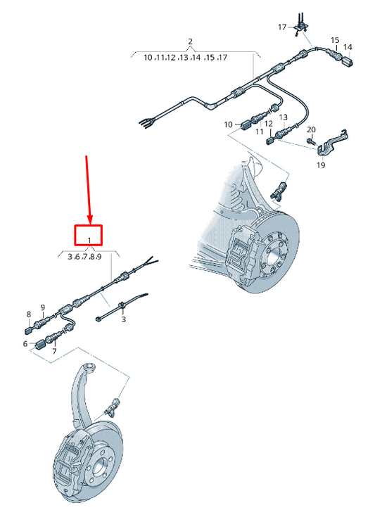 NEW AUDI A8 4N FRONT RIGHT WHEEL SPEED SENSOR WIRING HARNESS 4N0972252A ORIGINAL