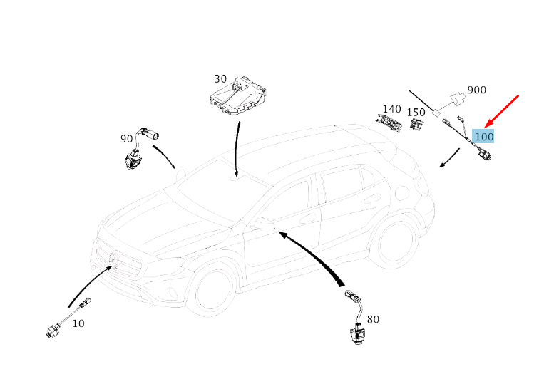 new mb gla x156 rear handle strip reversing camera a0009054803 original