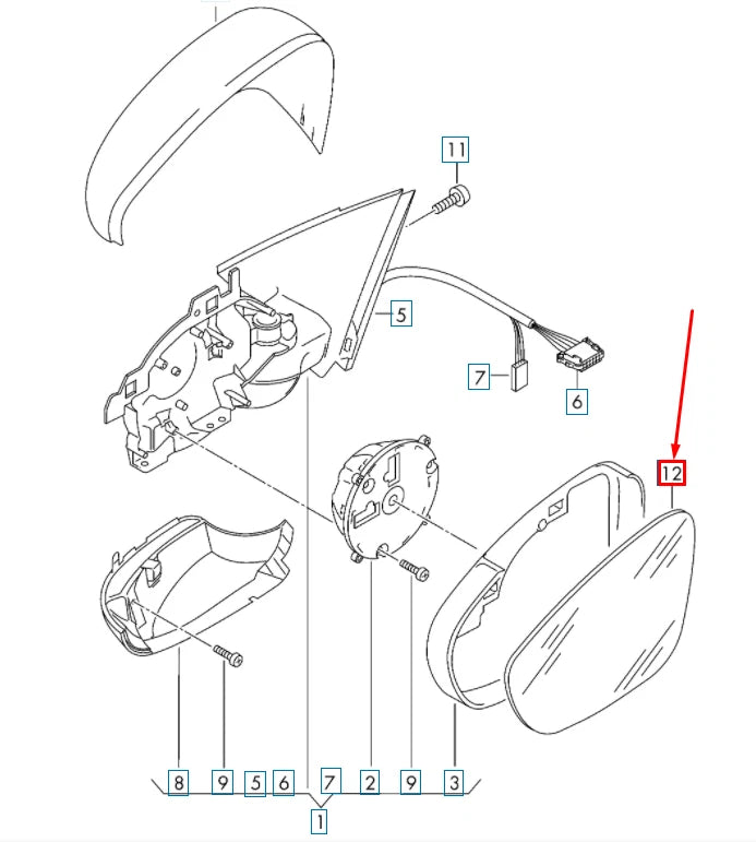 NEW VOLKSWAGEN PASSAT B8 FRONT RIGHT DOOR MIRROR GLASS 561857522AC ORIGINAL