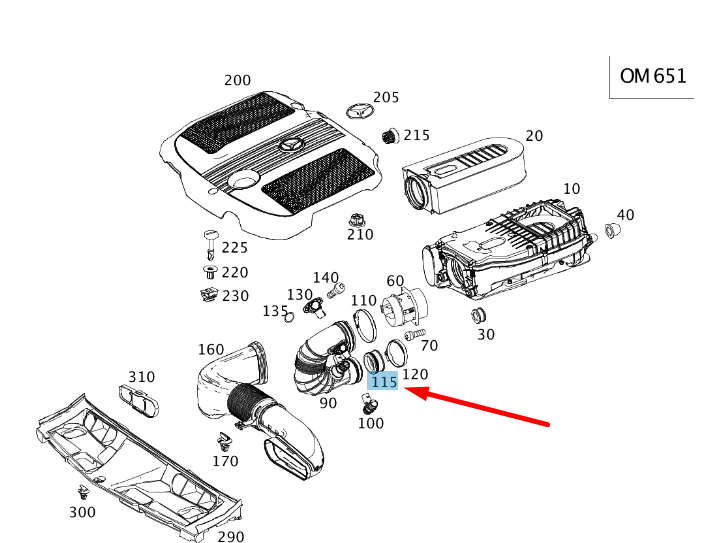 NEW MERCEDES-BENZ C W204 CHARGE AIR LINE COMPENSATION RING A6510940051 ORIGINAL