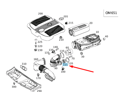 NEW MERCEDES-BENZ C W204 CHARGE AIR LINE COMPENSATION RING A6510940051 ORIGINAL