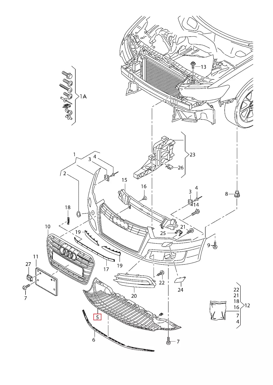 NEW AUDI A6 C7 RS6 FRONT BUMPER LOWER PROTECTION COVER 4G0807611