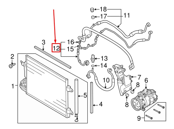 NEW AUDI TT 8J A/C REFRIGERANT HOSE 8J0820741S ORIGINAL