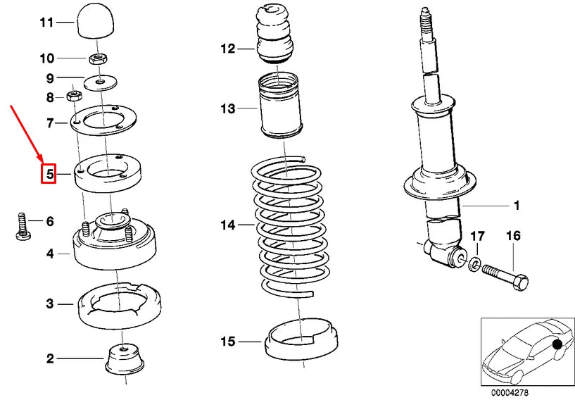 NEW BMW 5 E34 REAR SPRING STRUT ADAPTER 33521091694 1091694 ORIGINAL