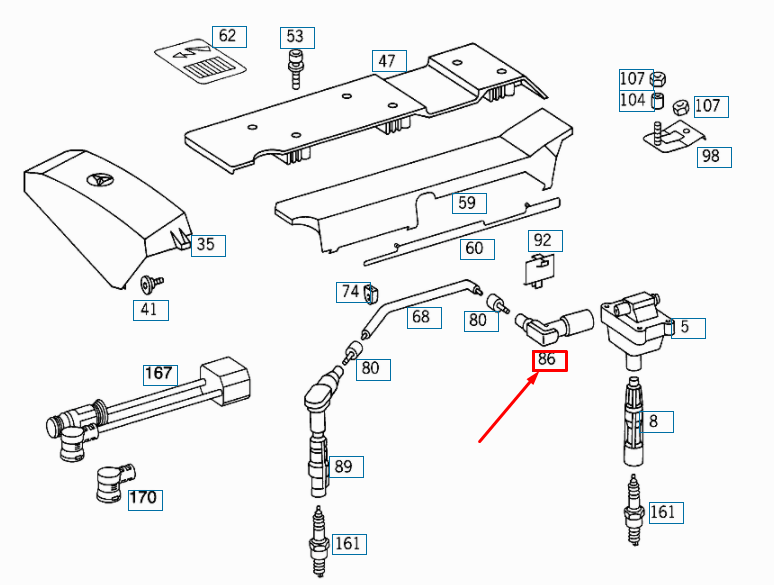 NEW MERCEDES-BENZ SL R129 IGNITION COIL CABLE PLUG A0001593442 ORIGINAL