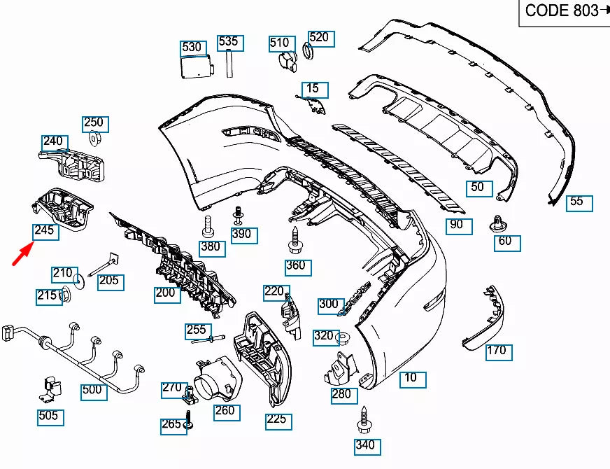 NEW MERCEDES-BENZ GLK-CLASS X204 REAR RIGHT BUMPER BRACKET A2048855465