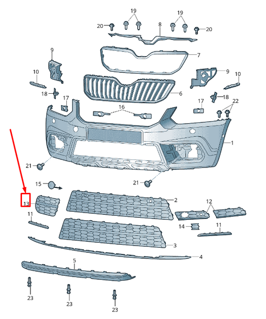 new skoda yeti 5l front left bumper cap 5l0807367a9b9 original