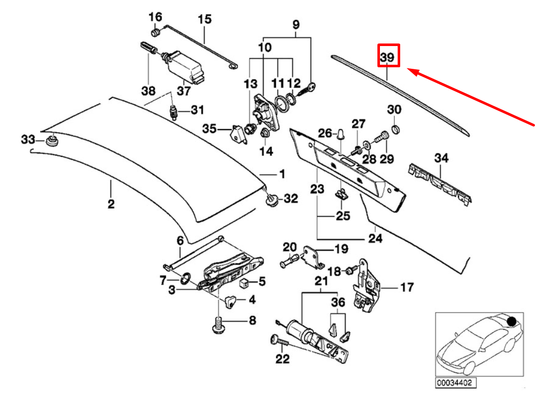 new bmw 7 e38 exterior lid decorative strip 8171680 51138171680 original