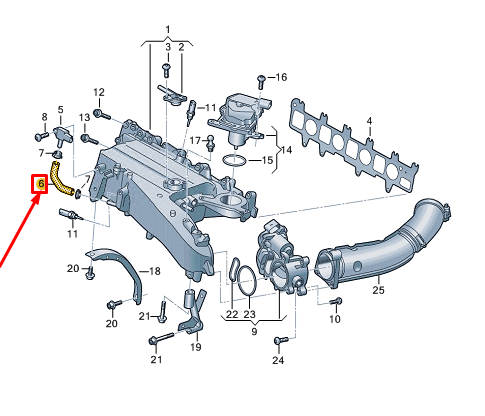 new vw caddy mk4 sb pressure difference sender hose 05l131850b original