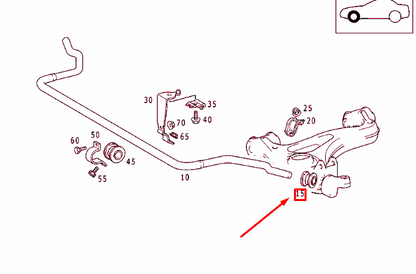 NEW MERCEDES-BENZ SLK R170 FRONT TORSION BAR RUBBER BUSHING A1243234985 ORIGINAL